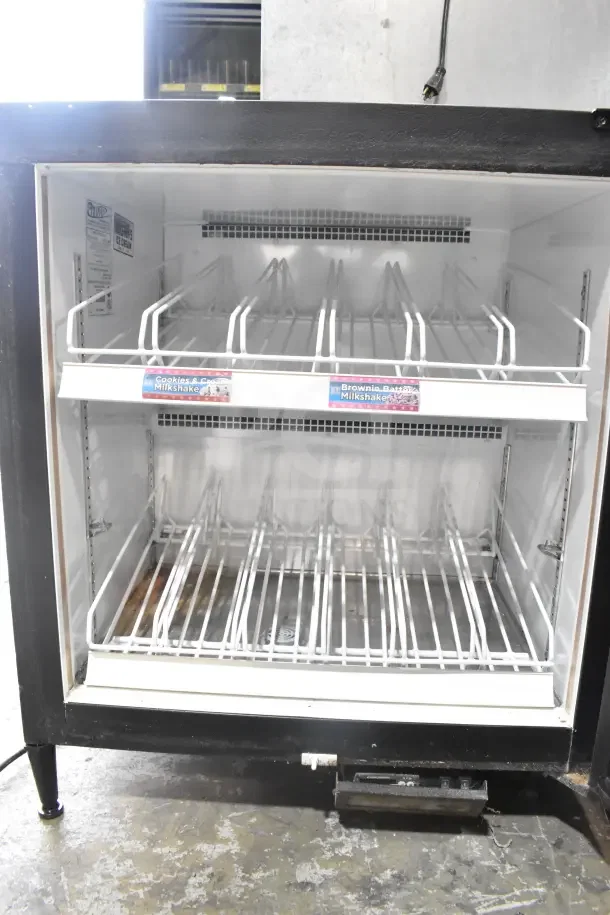 2016 Minus Forty 07-CSGF-X1-HR Commercial Mini Freezer Merchandiser, 115V, 1 Phase. Wire shelves, fair condition.