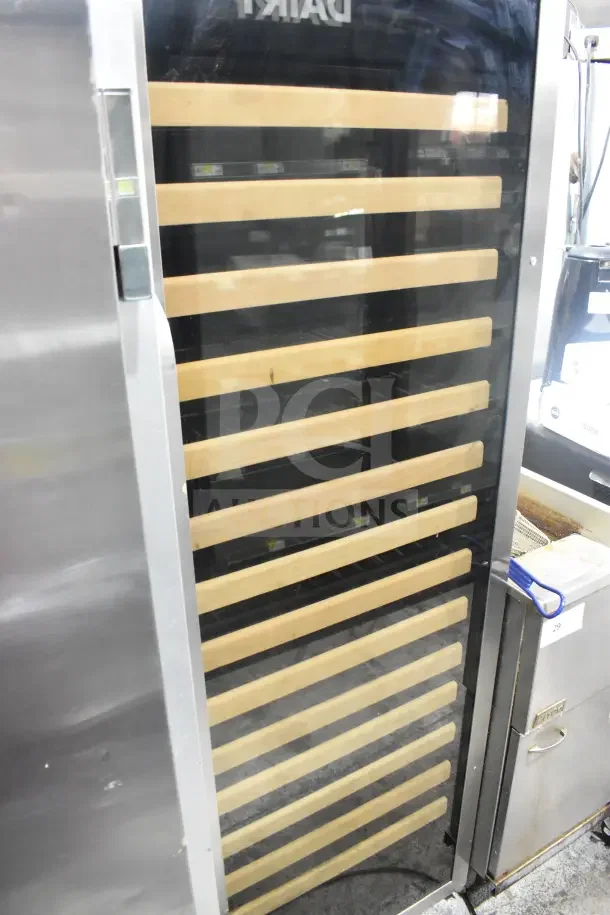 Whynter Commercial Single Door Reach-In Wine Cooler, glass front, wood shelves, 120V, 1 Phase, in good condition.