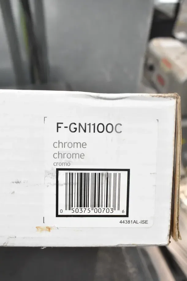 IN ORIGINAL BOX! Insinkerator F-GN1100C Instant Hot Water Dispenser, chrome finish, model label visible, new condition.