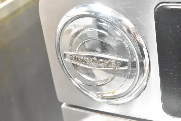 "2017 Turbochef Encore 2 oven emblem on stainless steel. Model features rapid cook technology, 208/240V, 1 phase."