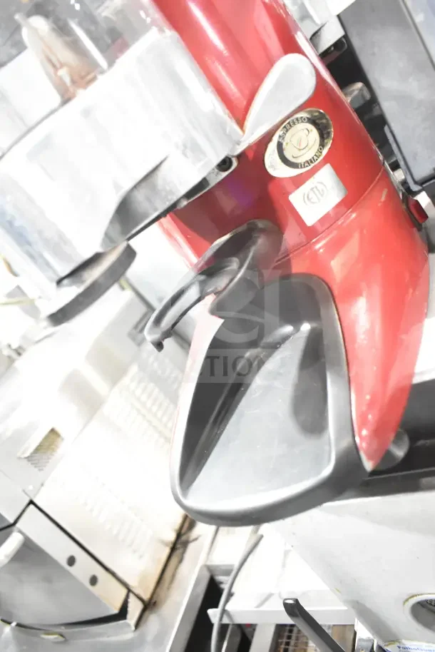 Wega Commercial Espresso Bean Grinder Base, red, 115V, 1 Phase, with visible Italian coffee badge.