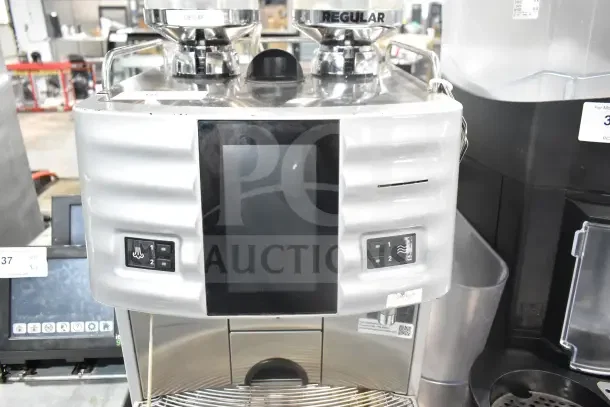 Schaerer SCA1 Coffee Art Commercial Espresso Machine, 2 hoppers marked "Decaf" and "Regular," touchscreen, 208-240V, 1 Phase.