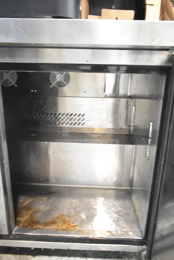 Atosa Commercial 2 Door Undercounter Cooler, 115V, 1 Phase, stainless steel interior, good condition, minor wear.