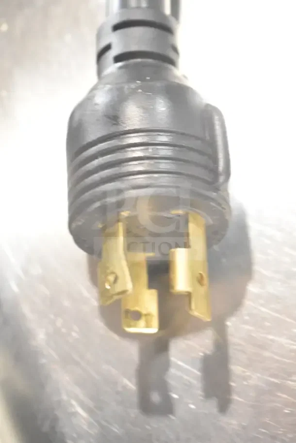 Close-up of the power plug for a Schaerer SCA1 Coffee Art Espresso Machine, compatible with 208-240 volts, 1 phase.