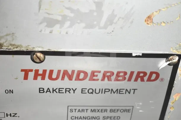 Thunderbird ARM-02 20 Quart Planetary Dough Mixer, commercial countertop model. Label indicates bakery equipment. 115V, 1 phase.