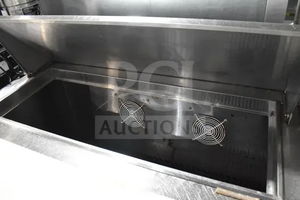 2018 Atosa MSF8304GR commercial sandwich prep table, stainless steel finish, visible interior fans, on casters, 115V.