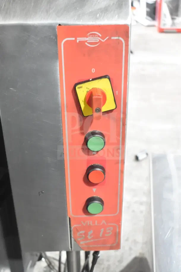PSV Groupe ST13 Automatic Filling Machine, 220V, 1 Phase, red control panel with toggles and buttons.