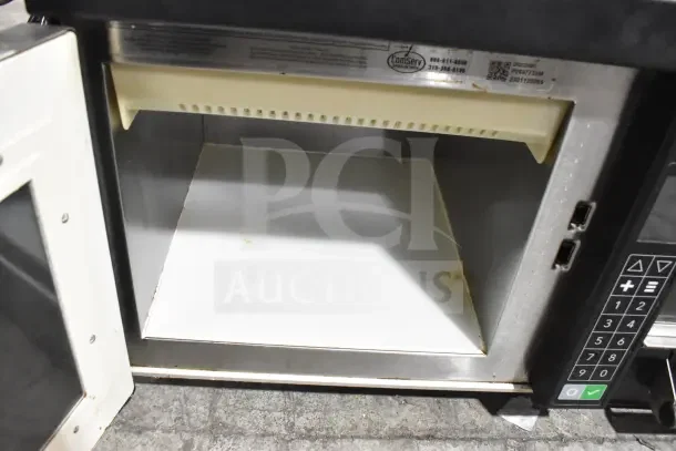 2023 Menumaster DQ22HSI3 commercial microwave oven, 208/240 volts, open door view, excellent condition, digital controls.