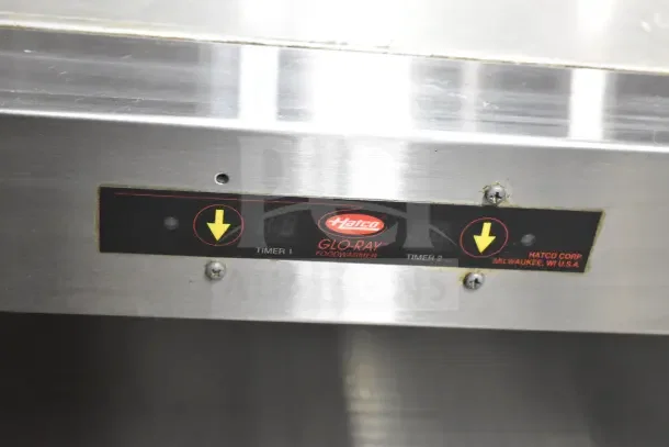 Hatco Commercial Countertop Heated Holding Merchandiser; stainless steel, digital timers, Glo-Ray label, used condition.