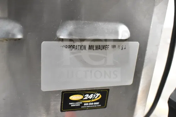 Hatco Commercial Countertop Heated Holding Merchandiser. Visible label shows Hatco logo and contact info.