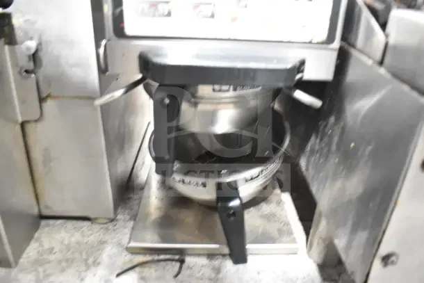 Bunn G9-2T DBC commercial coffee grinder, stainless steel, used condition, 120V, 1 phase, countertop model.