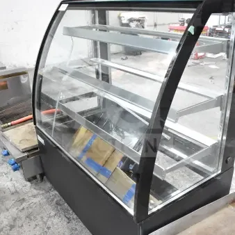 Brand new Avantco BCTD-48 bakery display case, 48" black, 3-shelf, curved glass, LED lighting, 115V, 1 phase.
