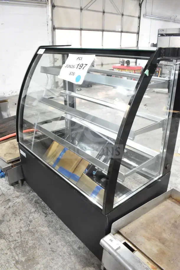 Brand new Avantco BCTD-48 bakery display case, 48" with 3 shelves, curved glass, LED lighting, 115V, slight scratches.