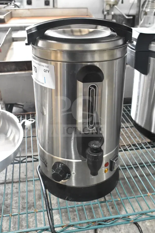 Brand new Avantco 177WB8L 2.1-gallon water boiler; stainless steel, 120 volts, 1 phase, slight scratch and dent.