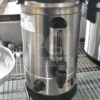 Brand new Avantco 177WB8L 2.1-gallon water boiler; stainless steel, 120 volts, 1 phase, slight scratch and dent.