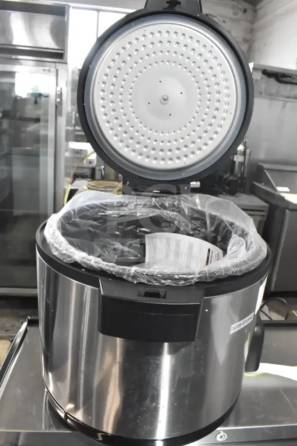 BRAND NEW Mainstreet 541RCS60 stainless steel rice cooker and warmer, 60-cup capacity, 120V, with visible tags and plastic wrap.