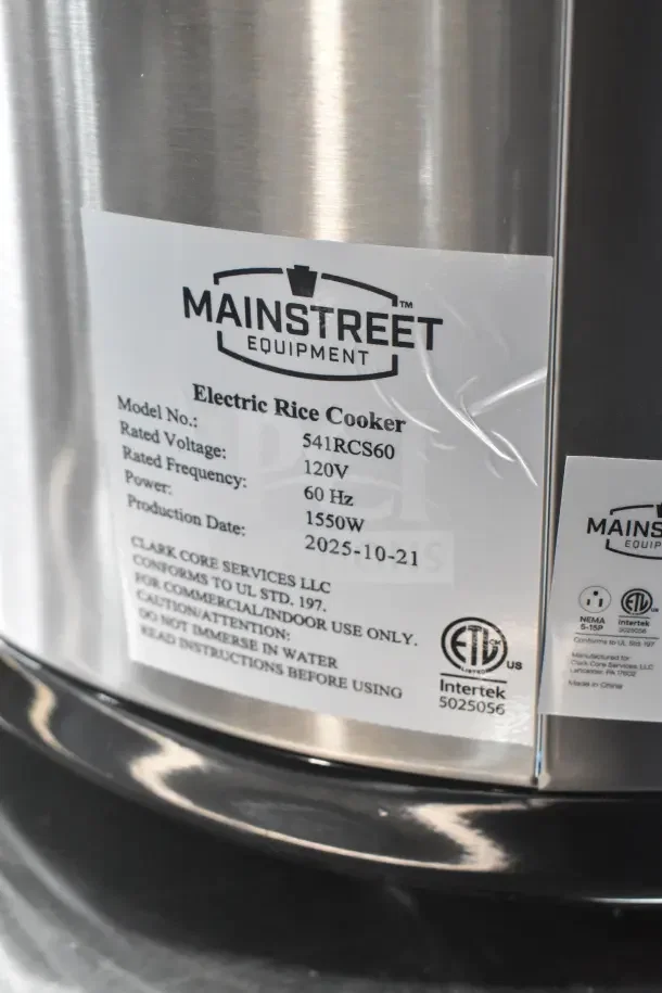 BRAND NEW Mainstreet 541RCS60 60-cup stainless steel electric rice cooker/warmer, 120V, 1 Phase, scratch and dent condition.