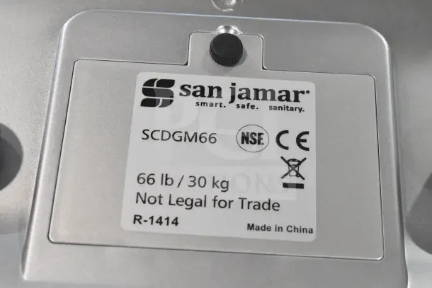 San Jamar / Escali SCDGM66 digital scale, 66 lb capacity, brand new with minor scratches, NSF and CE certified, made in China.