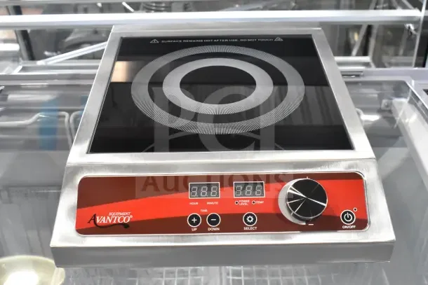 BRAND NEW 2025 Avantco IC1800 Countertop Induction Range, 120 Volts, 1 Phase, minor cosmetic scratches, digital display, stainless steel.