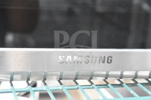 2025 Samsung ME11A7510DS Microwave Oven, stainless steel, 120V, 1 phase, includes plate, visible brand logo.
