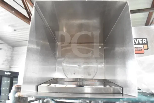 Stainless steel server box, interior view, part of 7-item lot with Server SS1 pump pieces. Moderate condition.