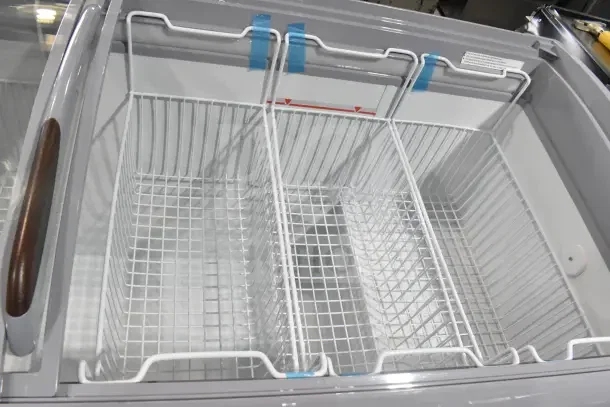 BRAND NEW KoolMore MCF-20C commercial ice cream display freezer, 20 cu. ft., visible wire baskets, scratch and dent condition.