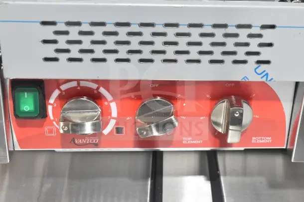 Avantco 184T3300B commercial conveyor toaster controls. New condition. Features include 3" opening, 800 slices/hour.