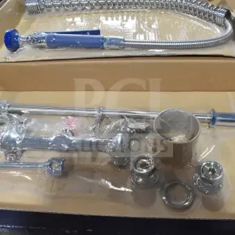 Brand new Fetco Waterloo 750PRW8X wall-mounted pre-rinse faucet, 1.15 GPM, with 8" centers, some minor scratches.
