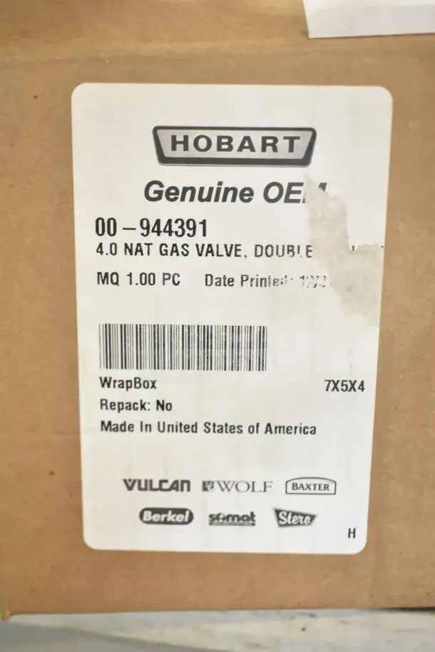 Fetco Vulcan 00-944391 Natural Gas Valve, OEM, new in box, Hobart label, USA made, scratch and dent sale.