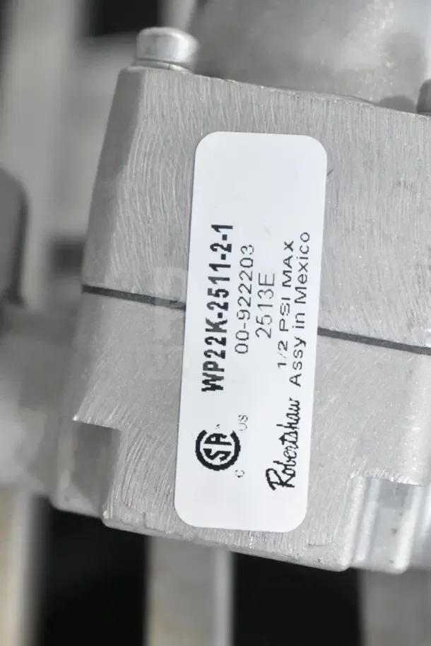 Vulcan 00-922203 Valve WP22K-2511-2, new, label indicates 1/2 PSI Max, Assy in Mexico. Part of a Fetco auction set.