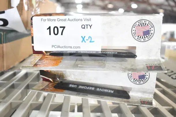 Two new Malish UGB Ultimate Grill Brushes, branded packaging with "Made in USA" label, slight scratch and dent condition.