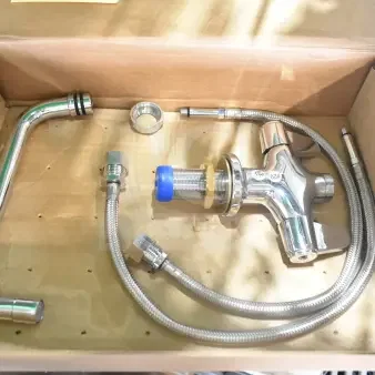 Brand new 5105F2SLX08 Equip T&S single hole faucet with 8 1/8" swing nozzle, lever handles, in original packaging.