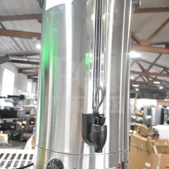 Brand new Avantco WB29L 7.6-gallon water boiler, 196-cup capacity, scratches visible, 120 volts, 1 phase.