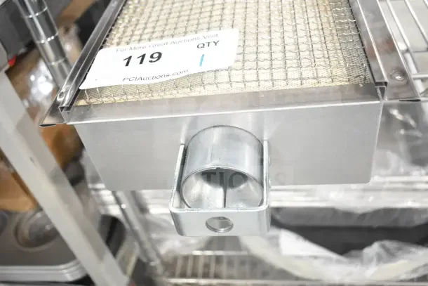 BRAND NEW Imperial 1299 Dual Gas Infrared Burner, slight scratches, metal construction, and auction tag visible.