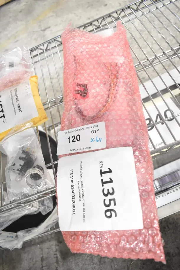 Six brand new scratch and dent items, including Scotsman A34559-020 bearing, Pitco computer, Hatco valve, Hoshizaki filter, True kit, Henny Penny control.