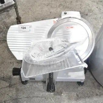 Brand new Backyard Pro 554SL112E Butcher Series 12" meat slicer. Features blade sharpener, 120V, 1 Phase.