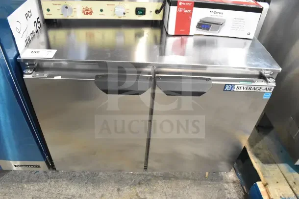 BRAND NEW 2026 Beverage Air UCR34HC 34" undercounter refrigerator, stainless steel, low profile, 115V, slight scratches.