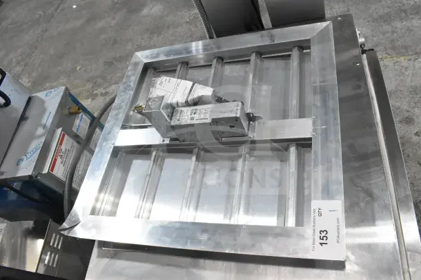 Brand new Canarm 3200 Series 20" x 20" motorized shutter backdraft damper, model SX3220X20. Scratch and dent condition.