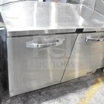 Brand new 2024 True TUC-48-HC commercial undercounter cooler, 2-door, scratch and dent, on casters, 115V, 1 phase.