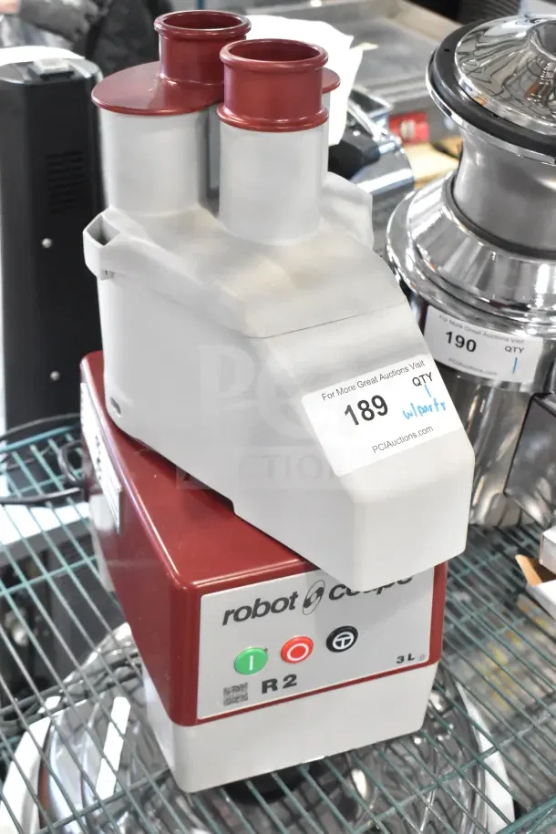 Brand new, scratch and dent Robot Coupe R2N food processor, 3 Qt., continuous feed, 1 hp, 120V, with 2 discs.