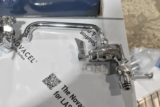 Brand new chrome faucet, scratch and dent condition. Includes lever handle and spout. Packaging features Novacel branding.
