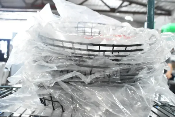 Black wire basket, American Metalcraft WIB120, 12" x 2", brand new, stacked in plastic wrap, minor scratches.