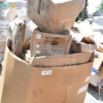 Mixed lot of 15 new scratch and dent items, including aluminum stock pot and cooler rack. Visible wear on boxes.