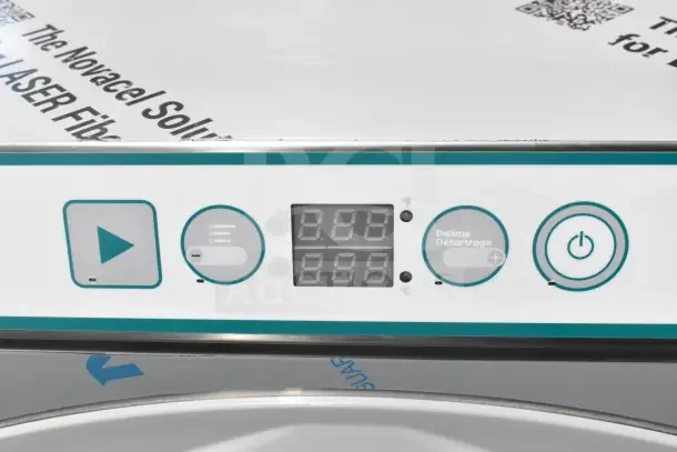 Brand new Noble 495LTUC24 undercounter dishwasher control panel, showing buttons and digital display.