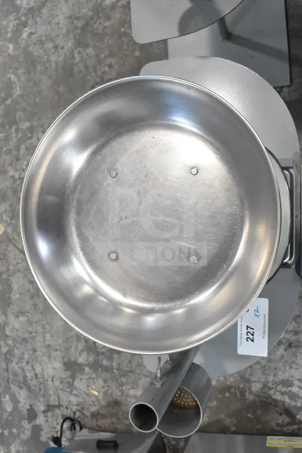 2 Yamato Accu-Weigh SM(N) universal dial scales on stand, stainless steel, excellent condition, auction tag visible.