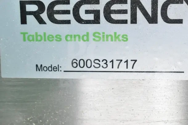 Regency 600S31717 label on a 60" three-compartment commercial sink. Marked as brand new scratch and dent.