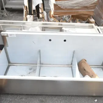 Brand new Regency 600S32021SB 60" utility sink, three compartments, 20"x21"x14" bowls, minor scratches, sturdy stainless steel.