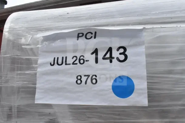 Regency 20 Pan Sheet Rack, side load, new with minor dents. Wrapped; label shows JUL26-143 PCI code. Assembled.