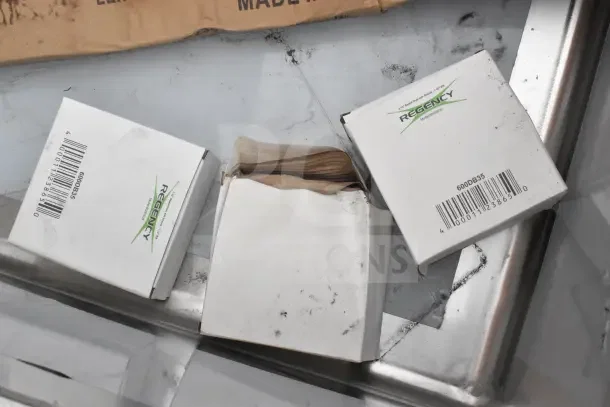 Regency 600S32323224, brand new scratch and dent, with galvanized legs. Boxes show barcode and "Regency" logo.