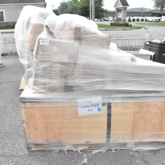 9 new scratch and dent items including Regency 72" commercial sink, packaged on pallet, marked "JUN26-103".